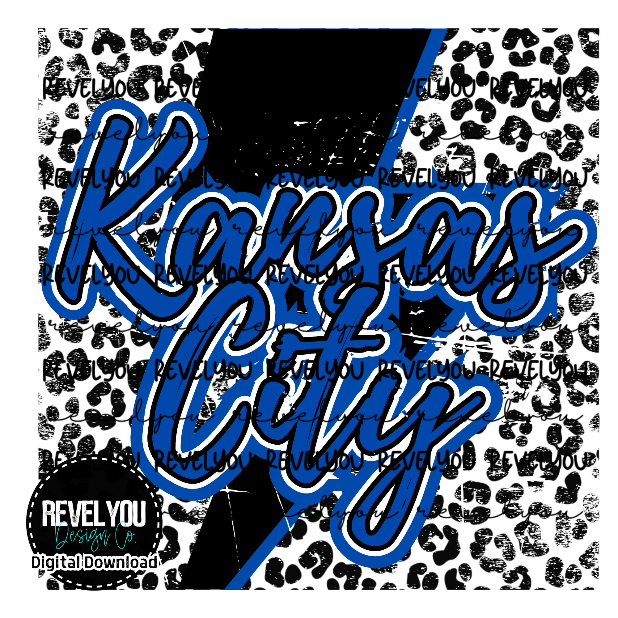 KC Leopard Bolt Blue - PNG