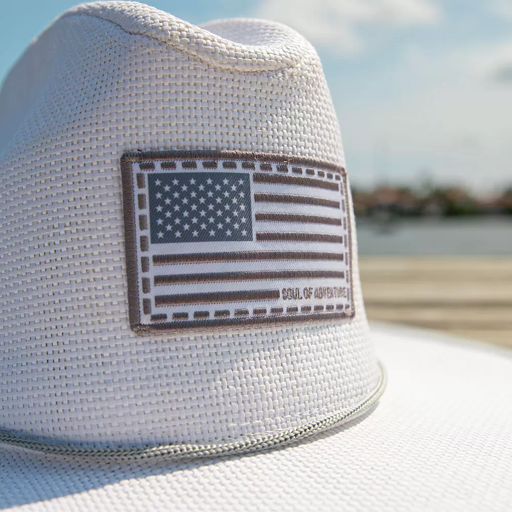 Keys Straw Hat | Ghost American Flag | White