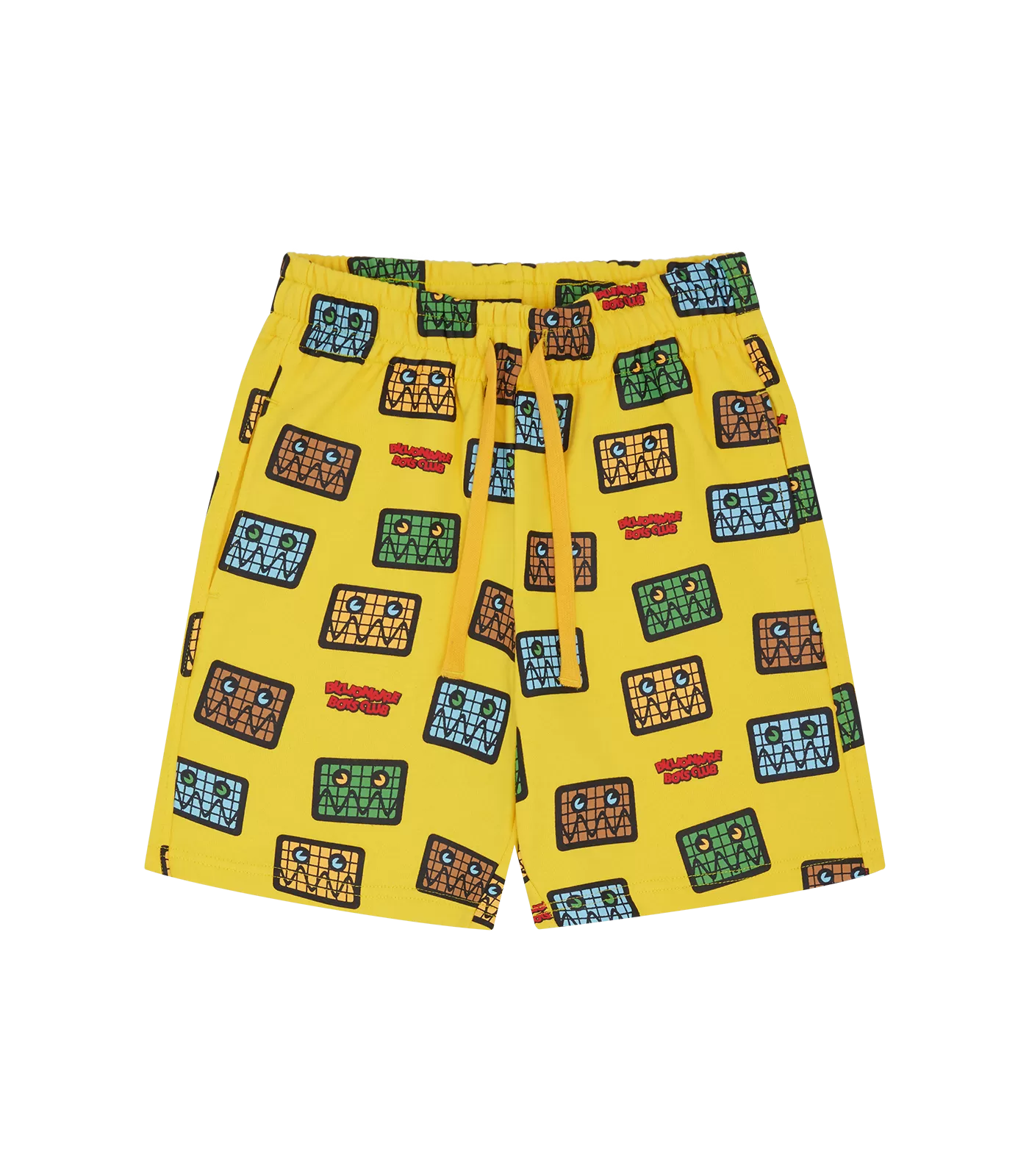 KIDS JUMBLE ROBOT A/O PRINT SHORTS - YELLOW