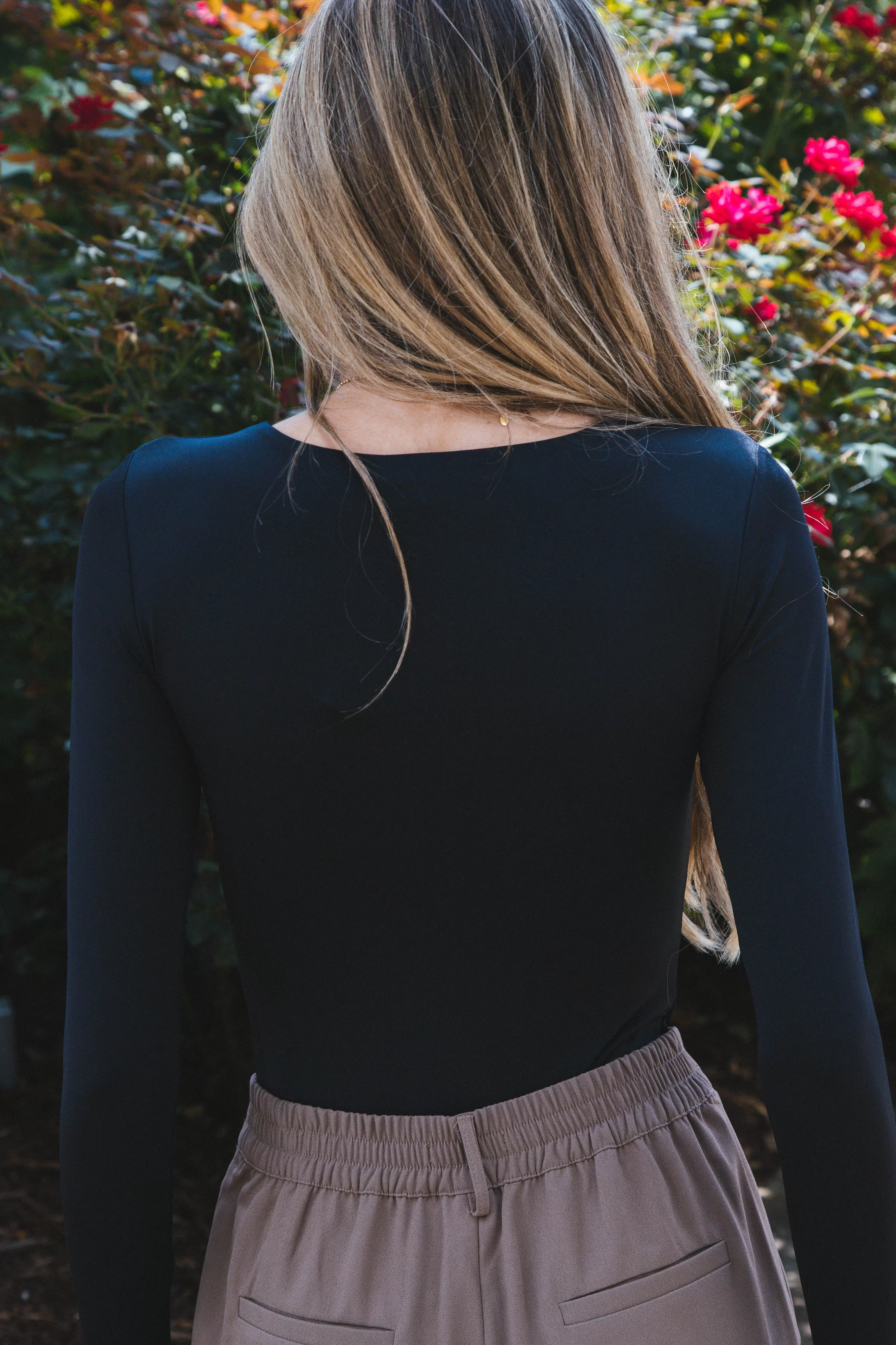 Kinzie Long Sleeve Bodysuit, Black