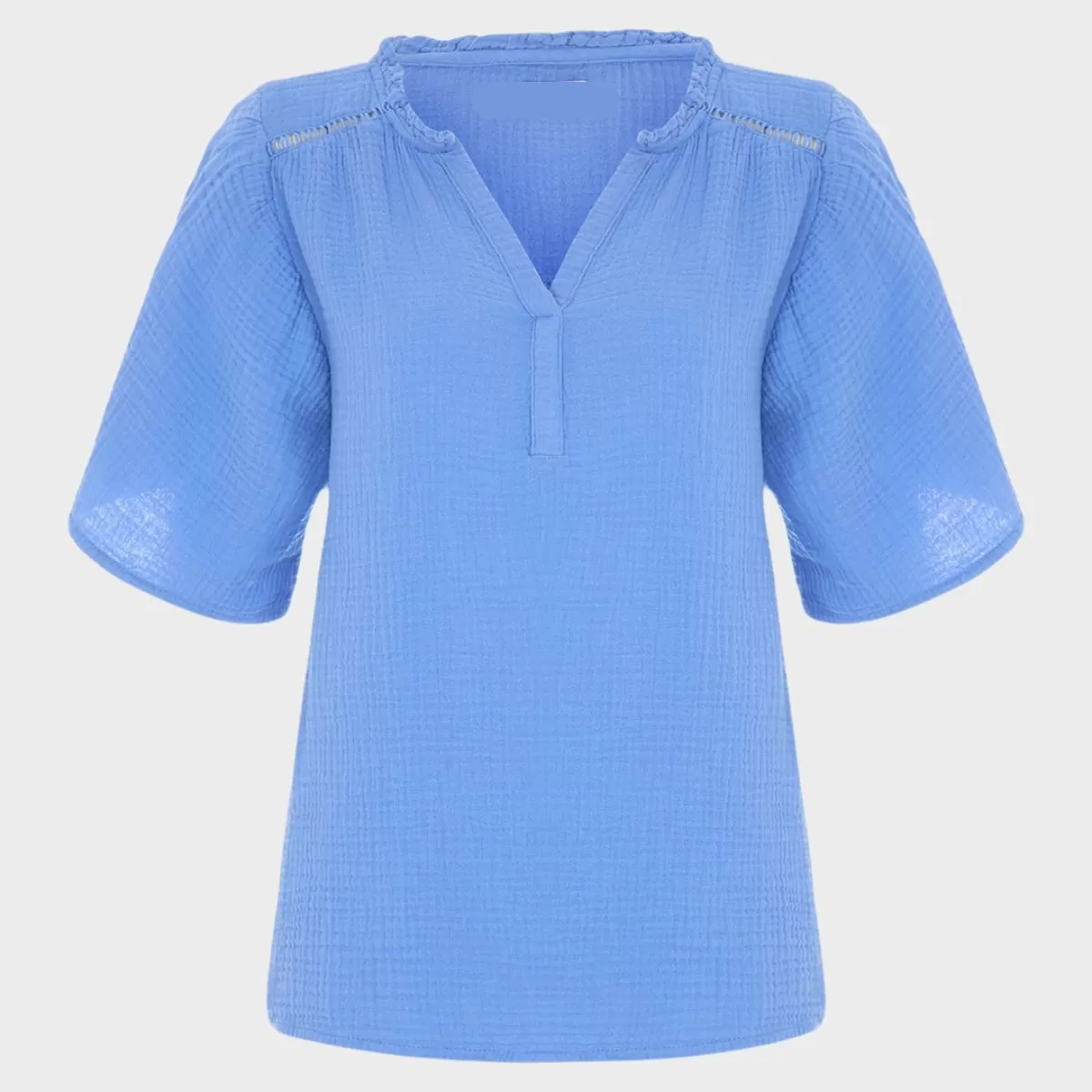 Ladies Double Cloth V-Neck Blouse