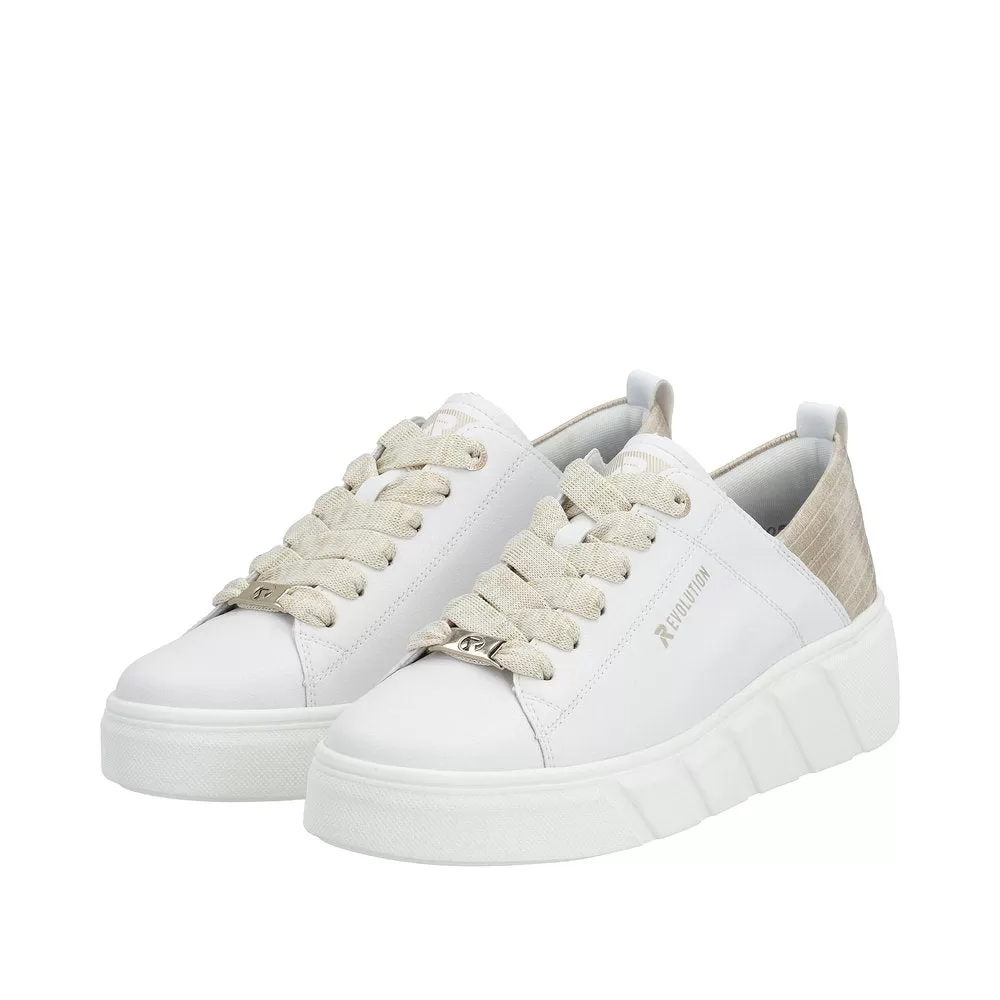 Ladies Rieker Evolution Lace Up Trainers Sneakers White W0502-81 sale