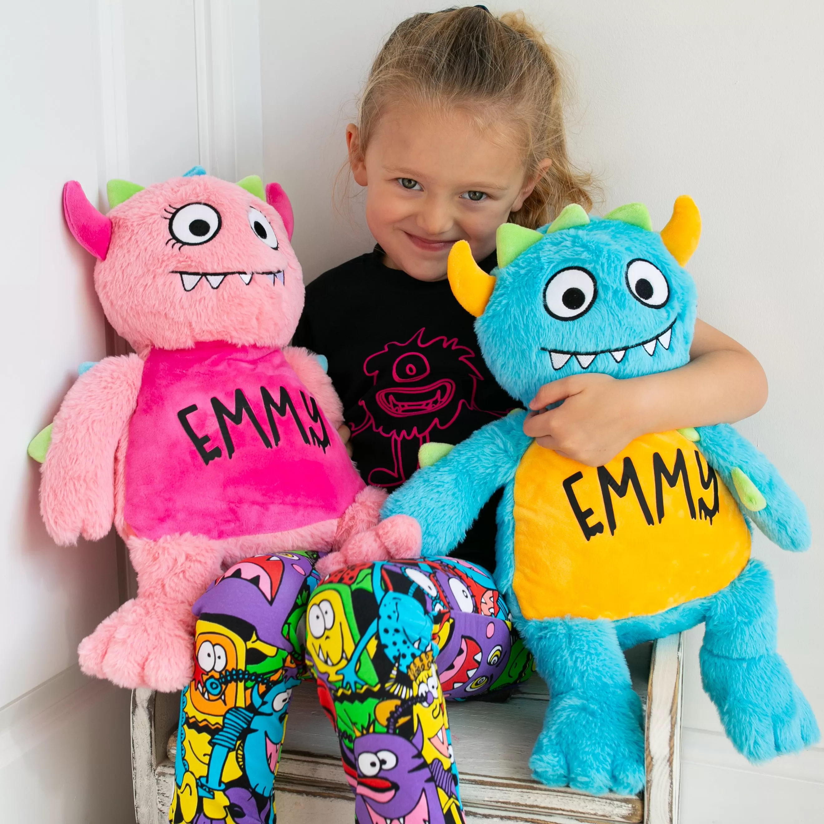 Large Personalised Blue Monster Teddy