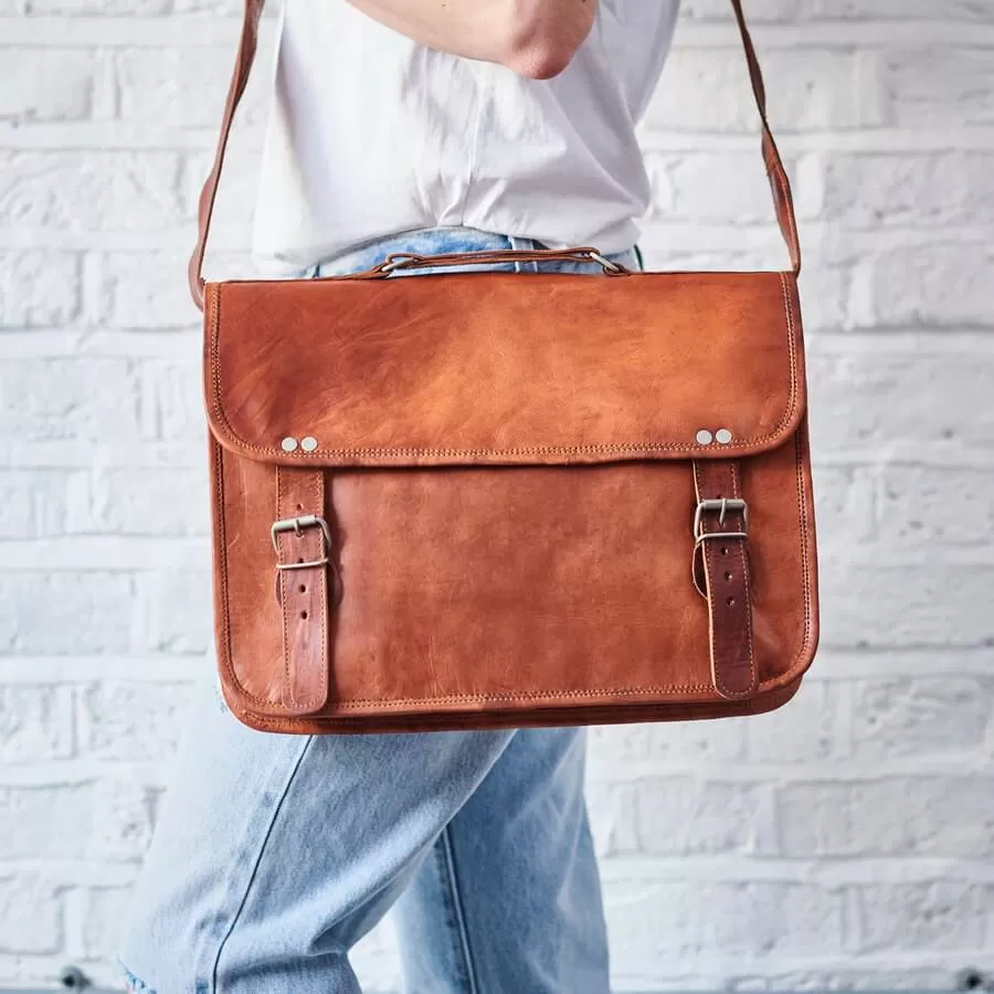 Leather Medium Laptop Bag with Handle