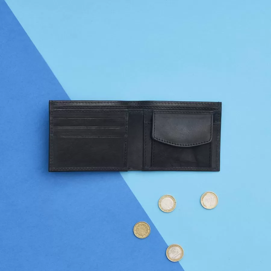 Leather Wallet with Coin Section and RFID