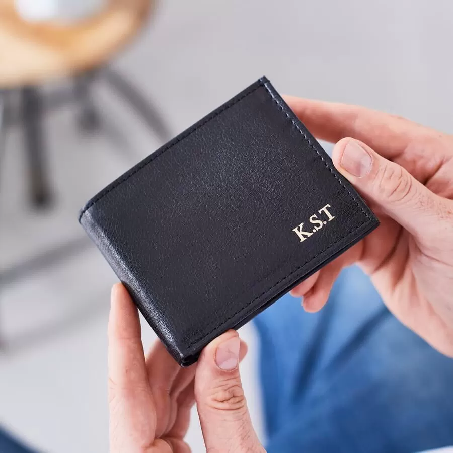 Leather Wallet with Coin Section and RFID