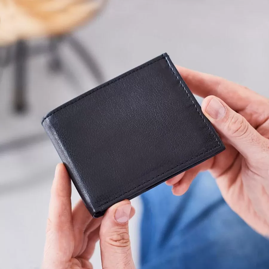 Leather Wallet with Coin Section and RFID