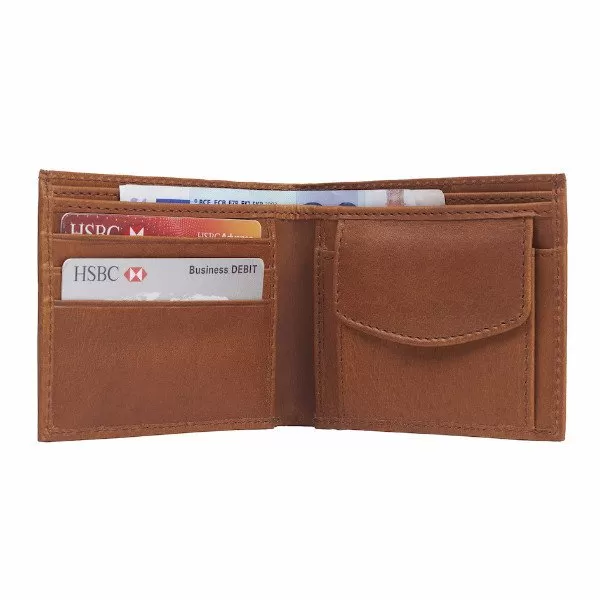 Leather Wallet with Coin Section and RFID