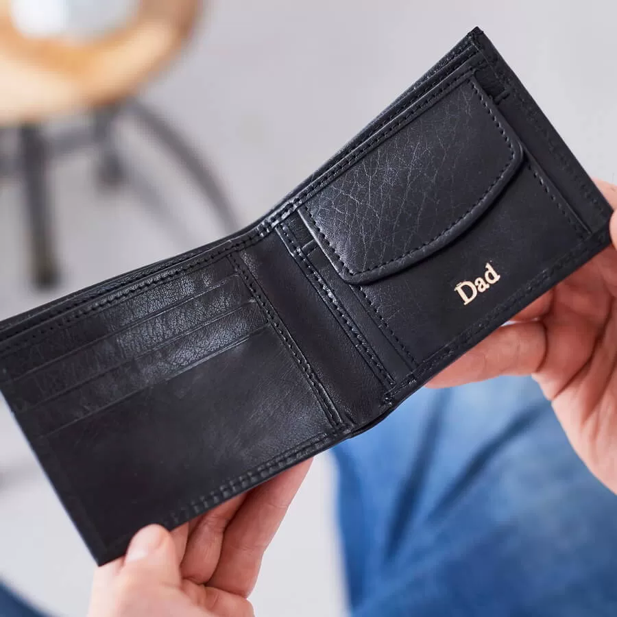 Leather Wallet with Coin Section and RFID