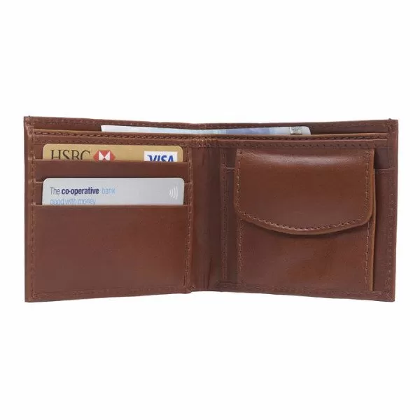 Leather Wallet with Coin Section and RFID