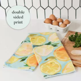 Lemon Slices blu Kitchen Tea Towel-Double Side Printed