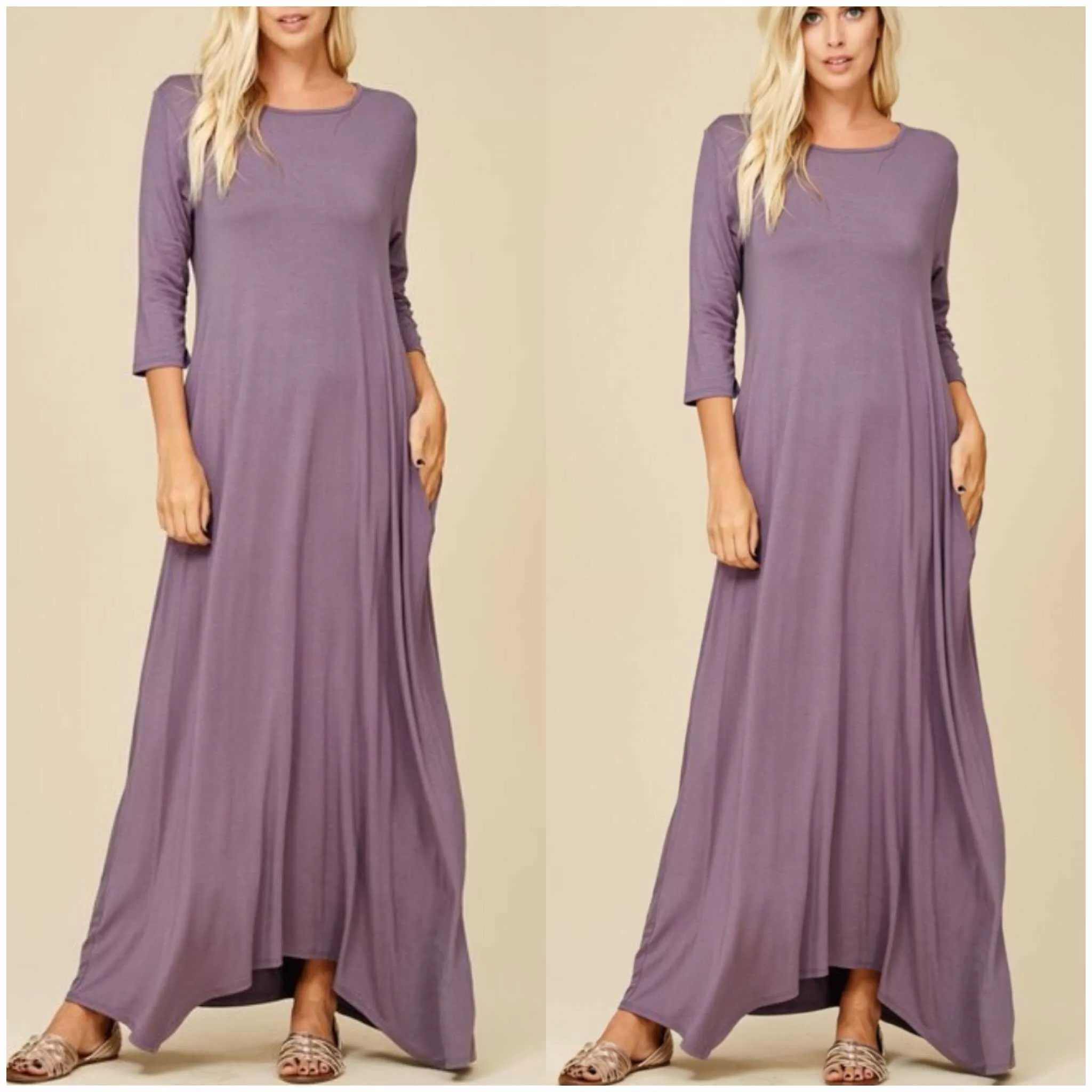 Let's Take A Walk Solid Maxi Side Pockets Maxi