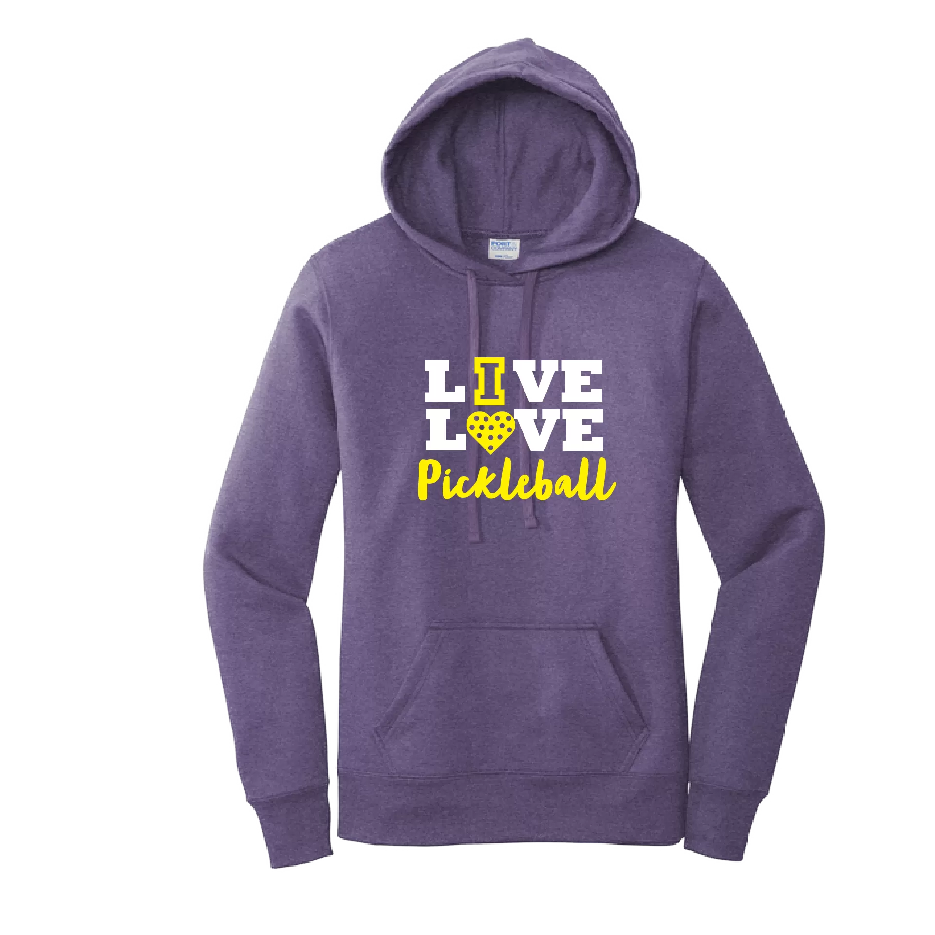 Live Love Pickleball | Women’s Fitted Hoodie Pickleball Sweatshirt | 50% Cotton 50% Poly Fleece