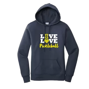 Live Love Pickleball | Women’s Fitted Hoodie Pickleball Sweatshirt | 50% Cotton 50% Poly Fleece