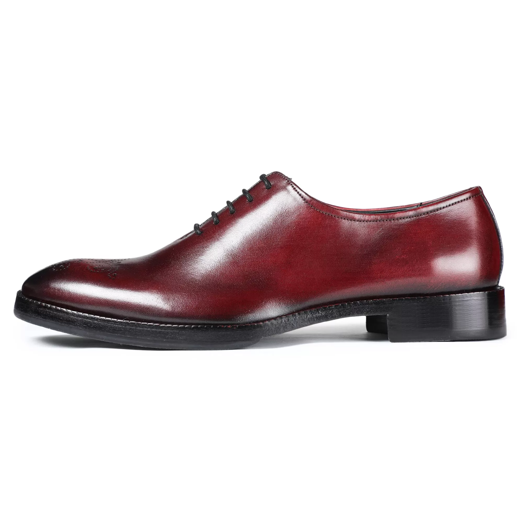 Medallion Toe Oxford- Wine Red