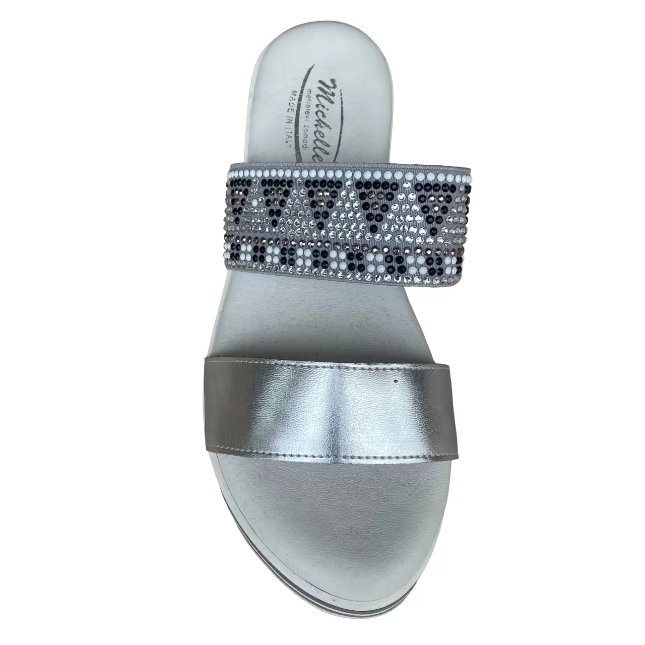 Michelle women's sandal with double soft footbed band OARA1520 silver 