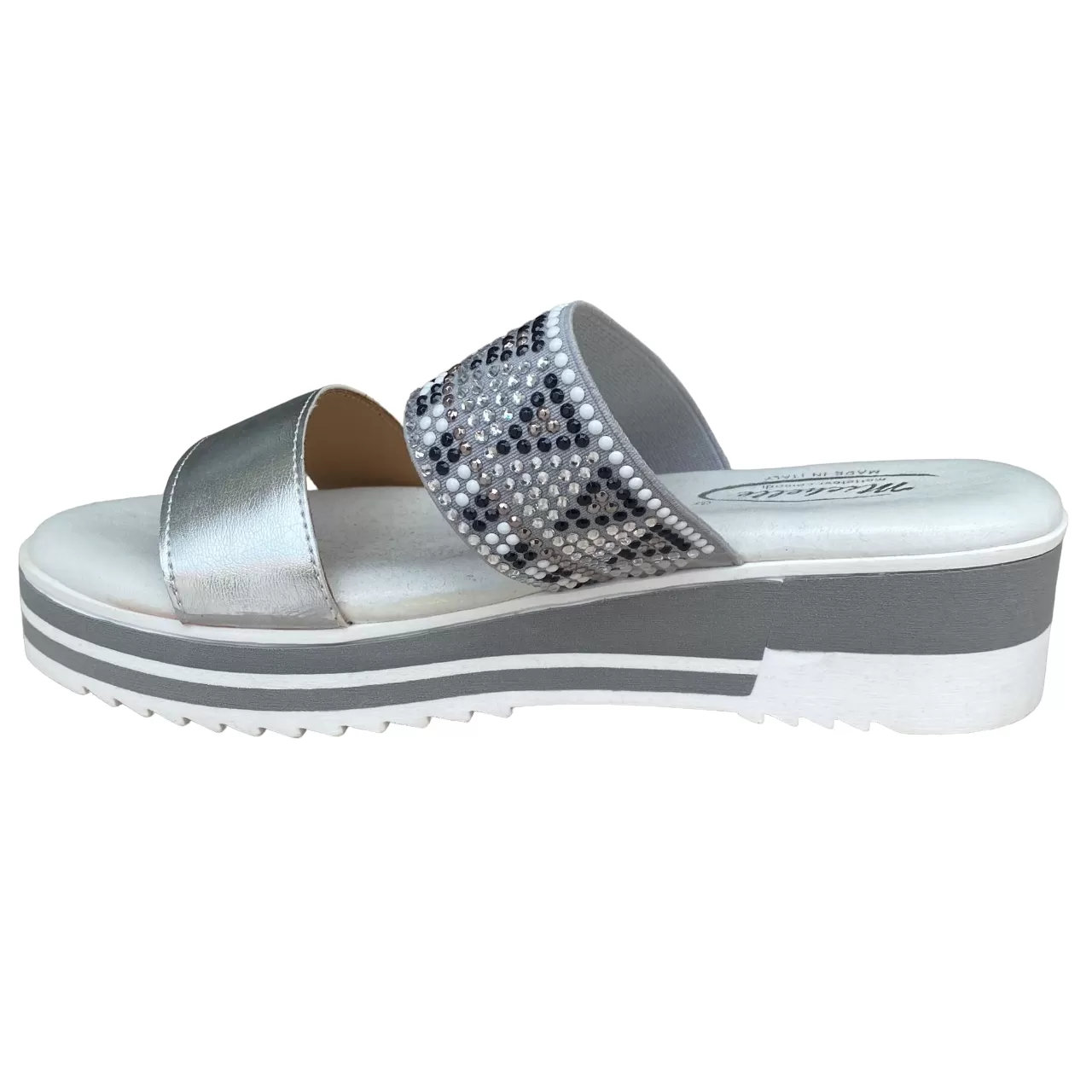 Michelle women's sandal with double soft footbed band OARA1520 silver 