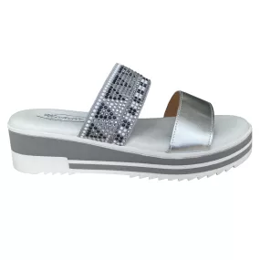 Michelle women's sandal with double soft footbed band OARA1520 silver 