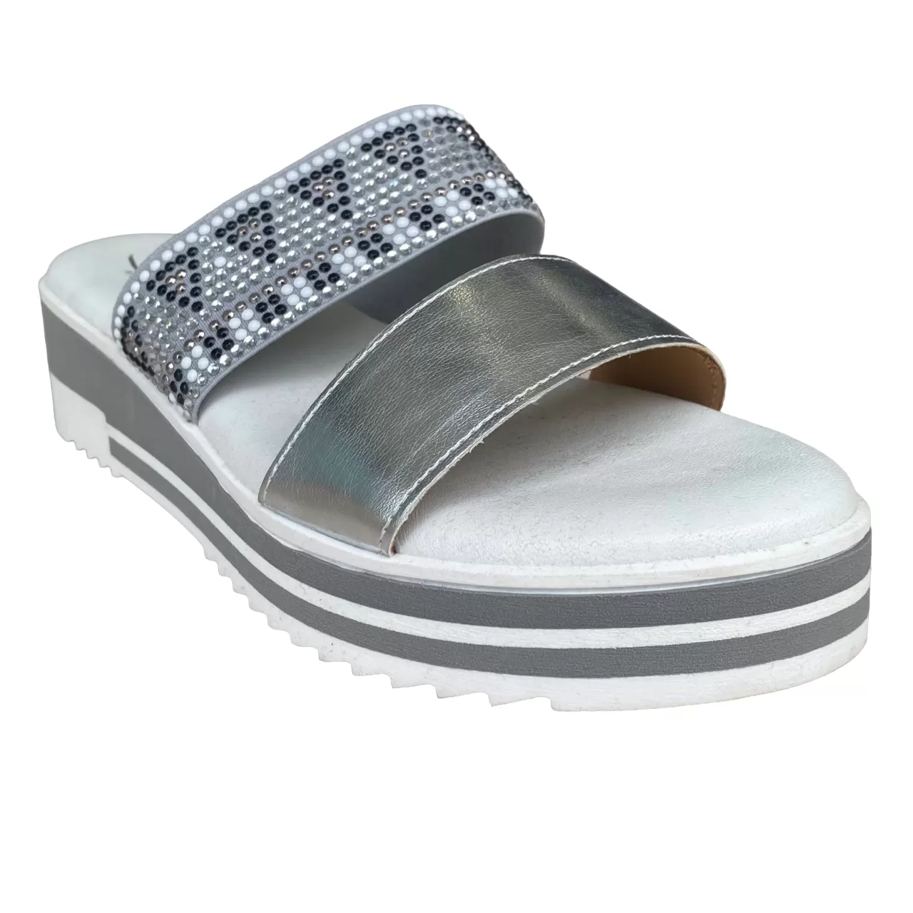 Michelle women's sandal with double soft footbed band OARA1520 silver 