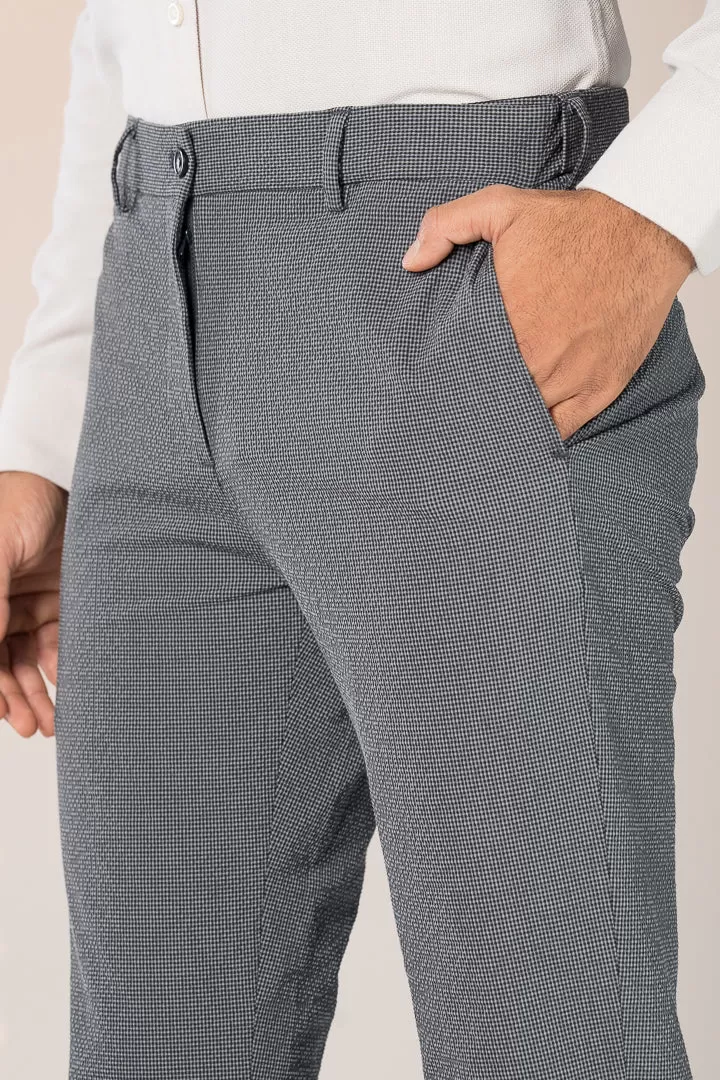 Moon Grey Seersucker Checks Pants