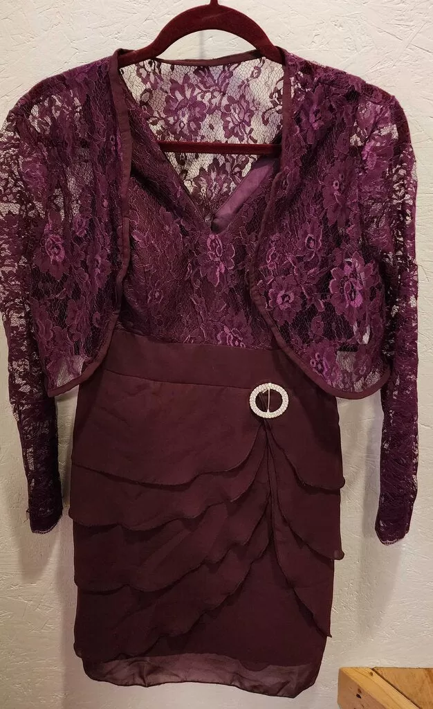 New! Internet Purchase 2PC Lacy Layered Dress w/ Bolero Jacket Size 6 Benefits Gails Tails Animal Rescue