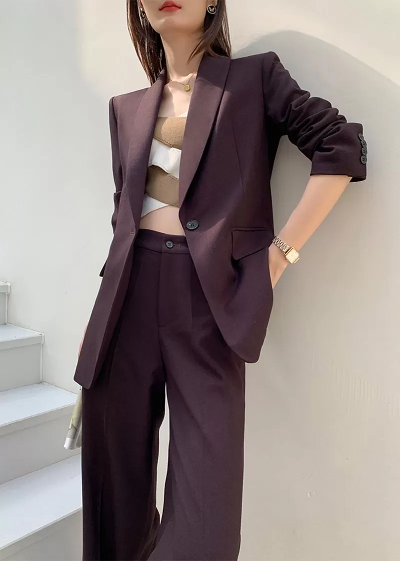 One Buttn Blazer Wide Leg Pantsuit Set