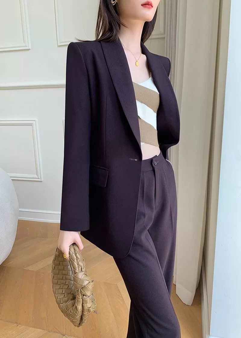 One Buttn Blazer Wide Leg Pantsuit Set