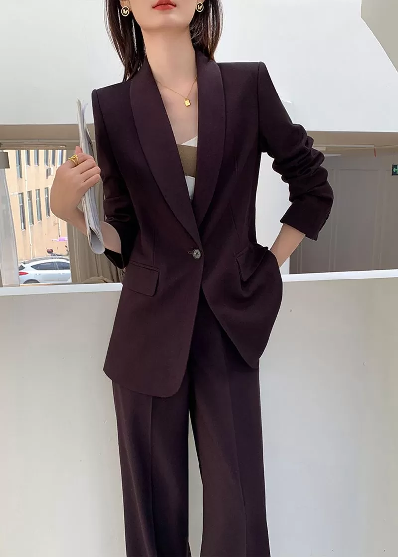 One Buttn Blazer Wide Leg Pantsuit Set