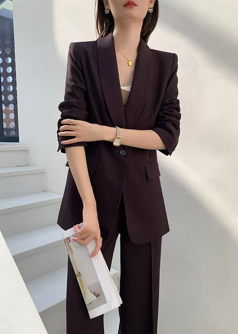 One Buttn Blazer Wide Leg Pantsuit Set