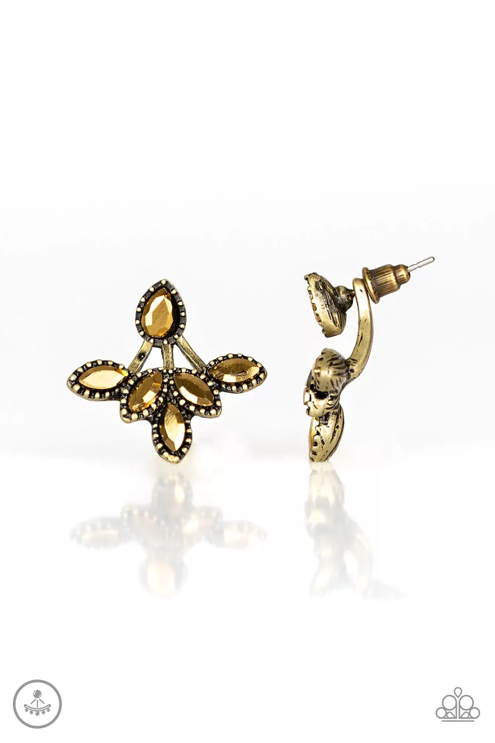 Paparazzi A Force To BEAM Reckoned With Brass Jacket Style Earring