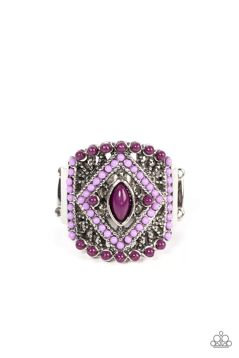 Paparazzi Amplified Aztec - Purple and Plum Beads Ring