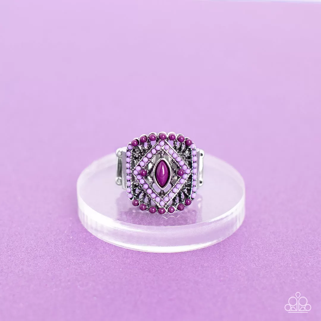 Paparazzi Amplified Aztec - Purple and Plum Beads Ring