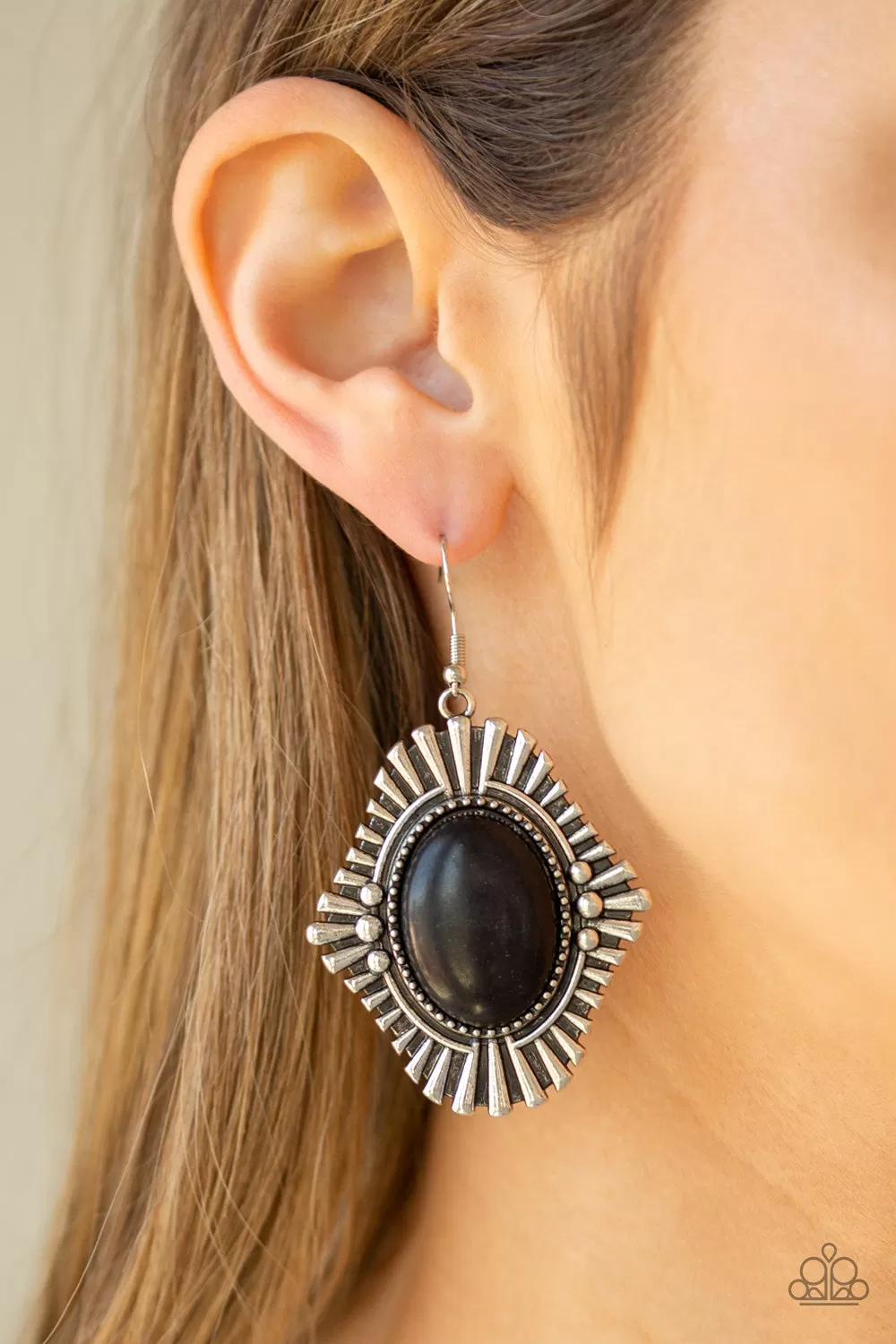 Paparazzi Earring ~ Easy As PIONEER - Black