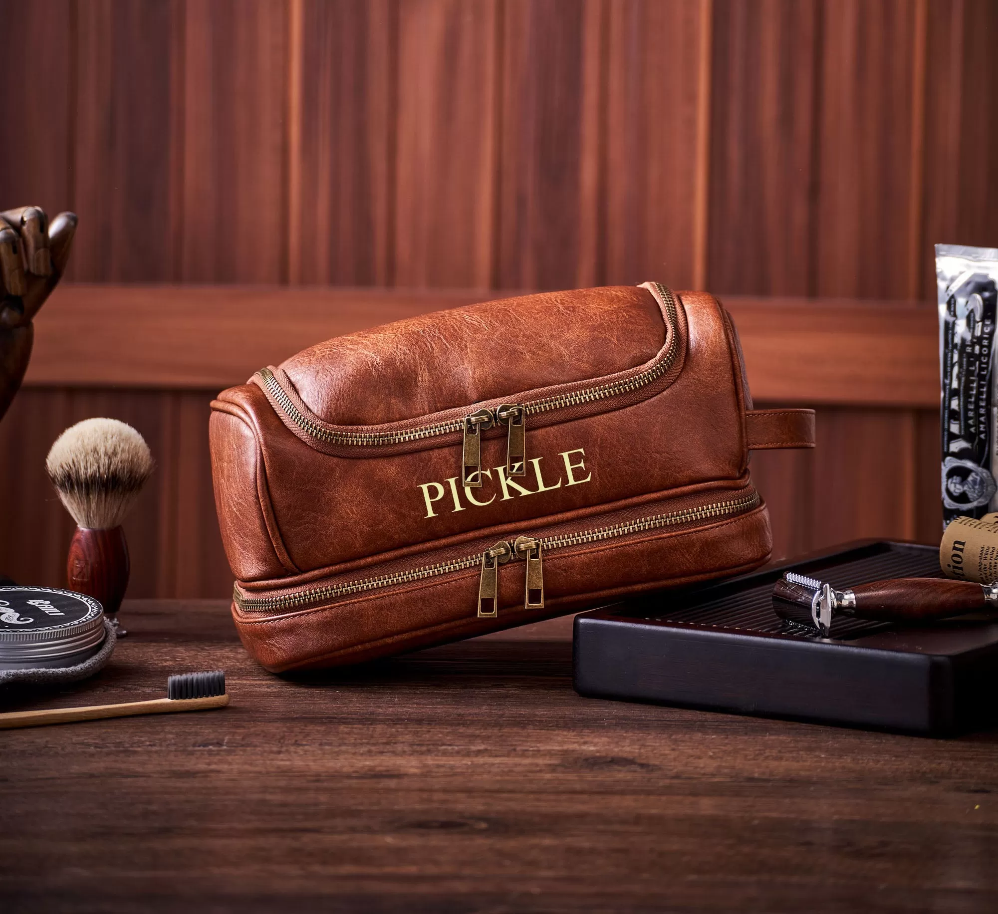 Personalized Hanging On Toiletry Bag, Groomsmen Gifts, Gifts For Men, Vegan Leather Dopp Kit, Christmas Gift