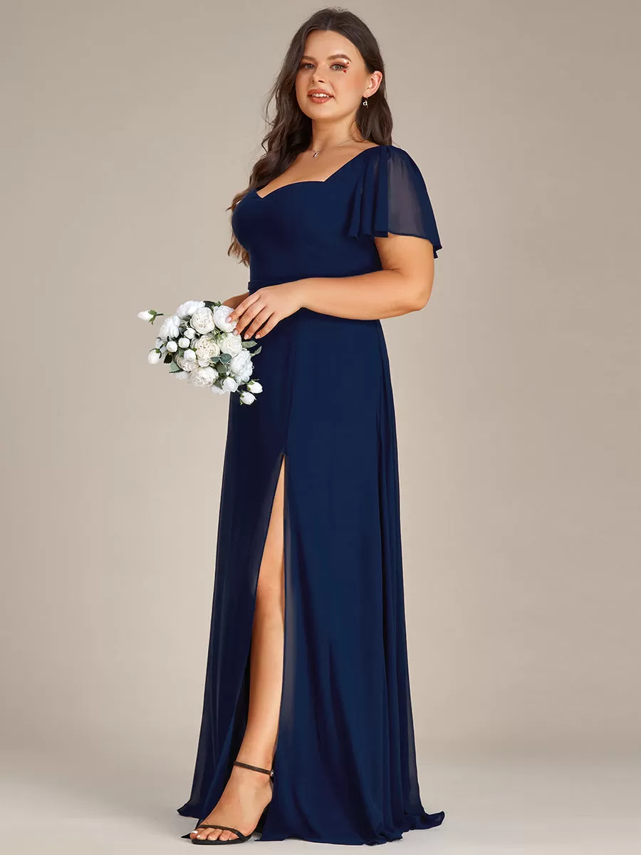 Plus Blackless Sweetheart A-Line Split Bridesmaid Dresses