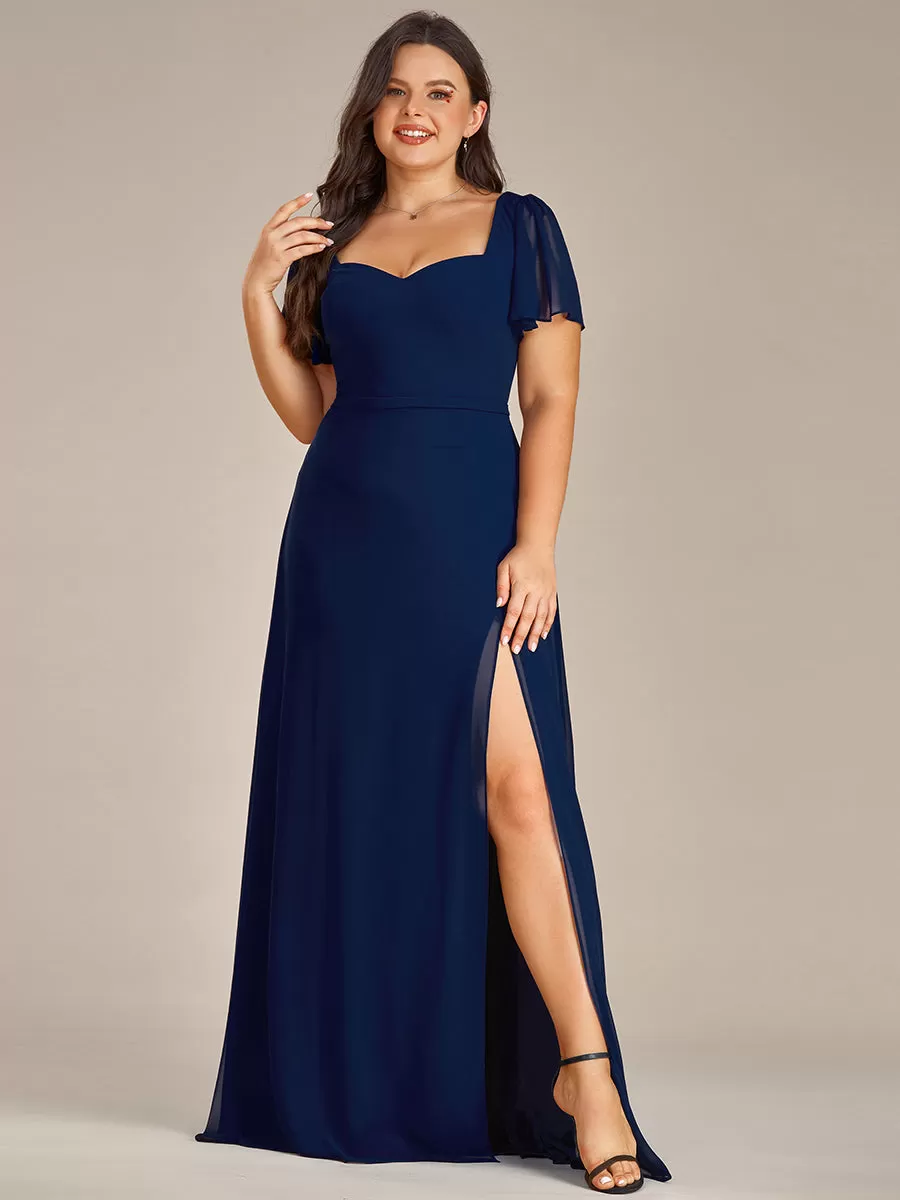 Plus Blackless Sweetheart A-Line Split Bridesmaid Dresses