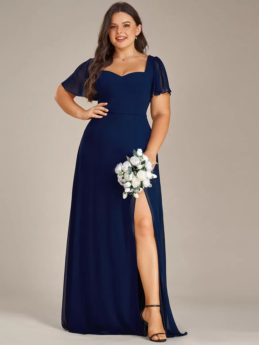 Plus Blackless Sweetheart A-Line Split Bridesmaid Dresses