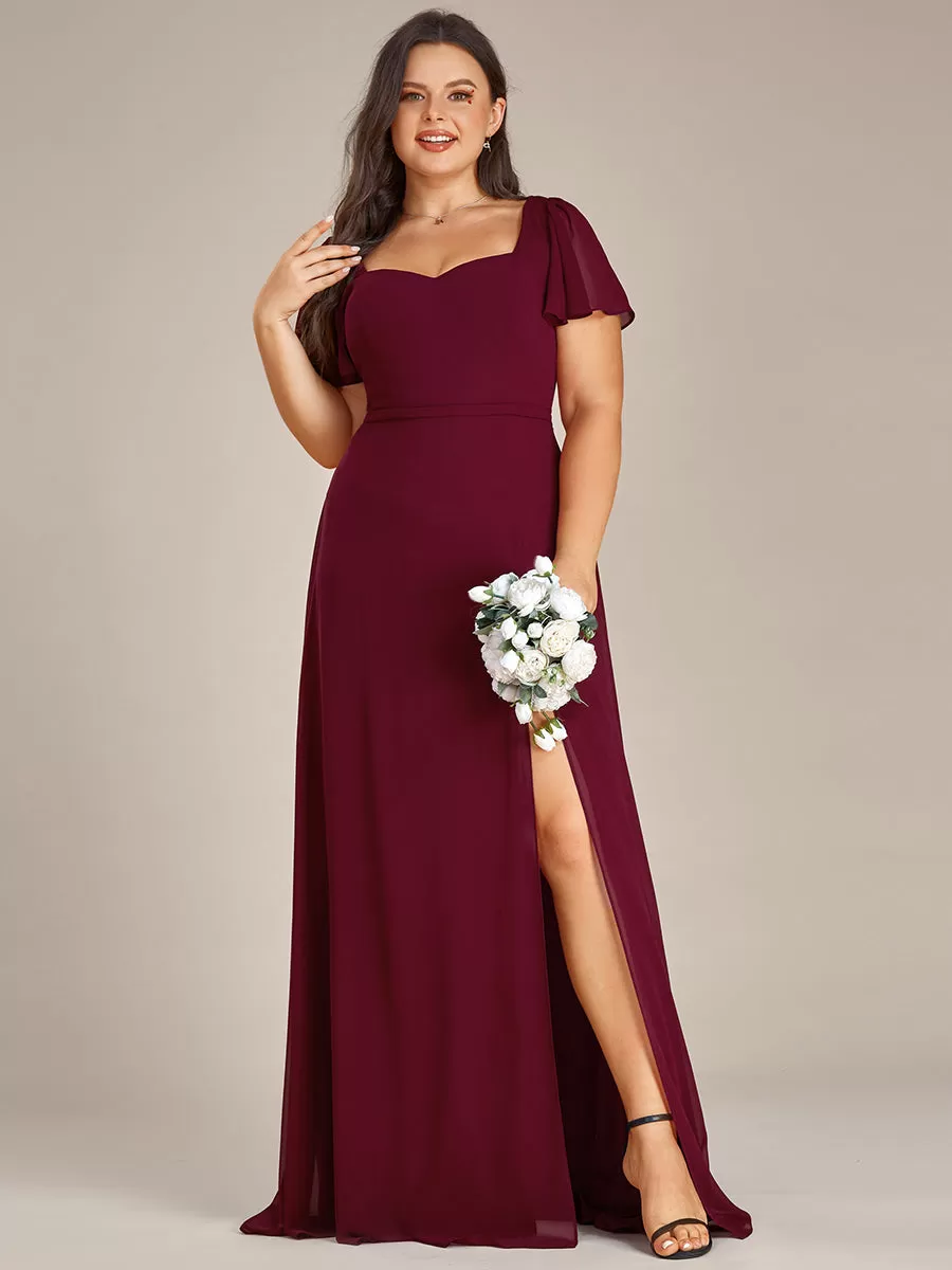 Plus Blackless Sweetheart A-Line Split Bridesmaid Dresses