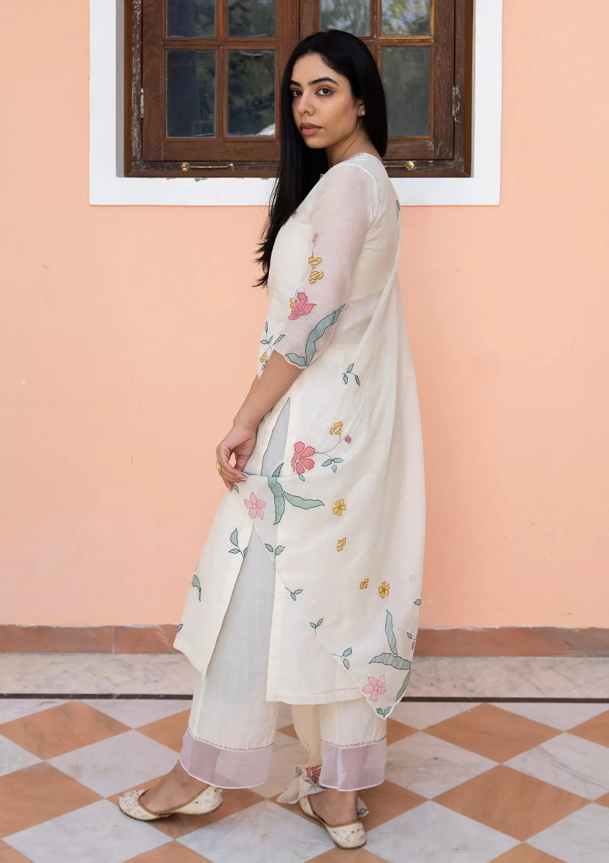 Porcelain Applique Kurta Set