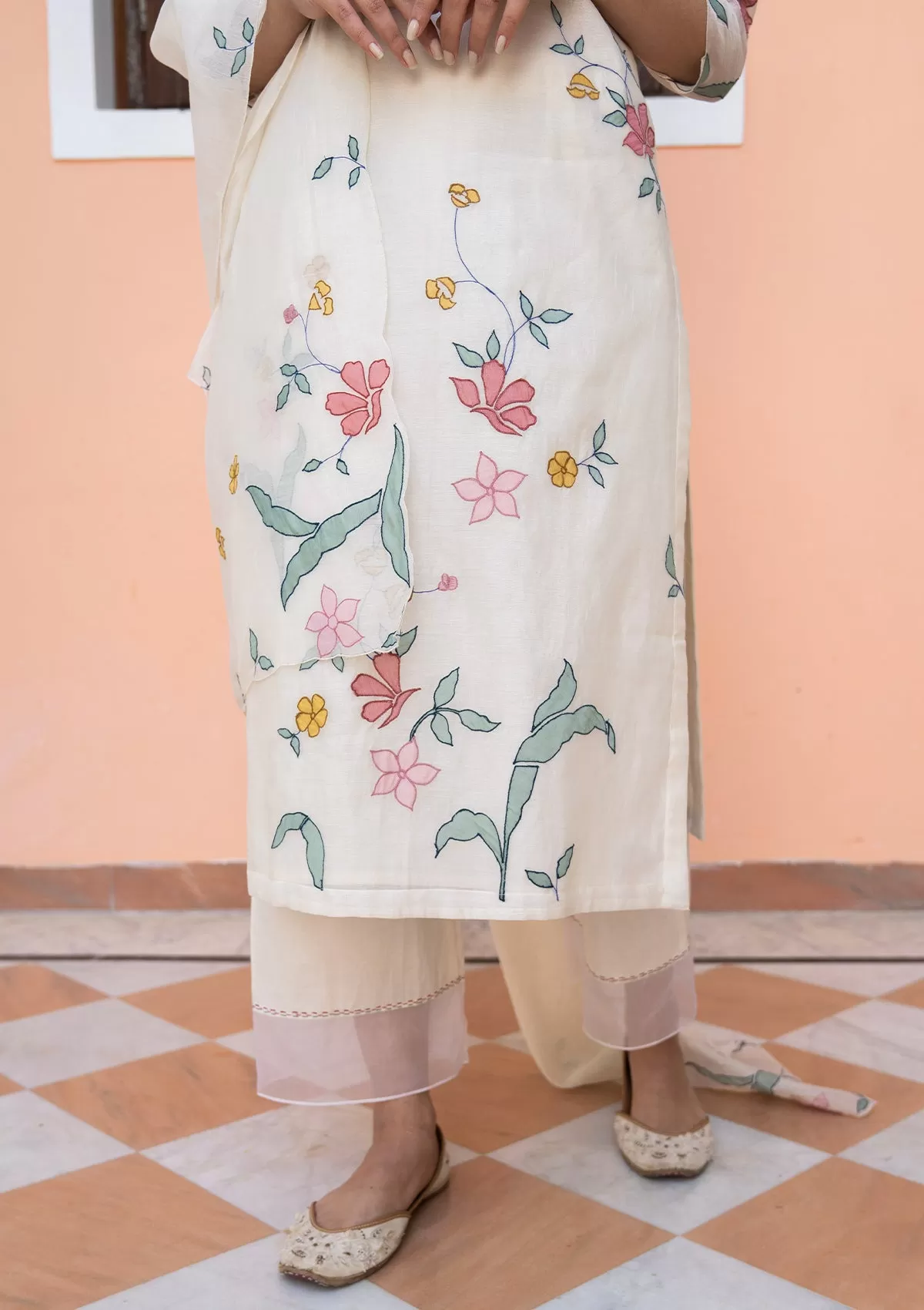 Porcelain Applique Kurta Set