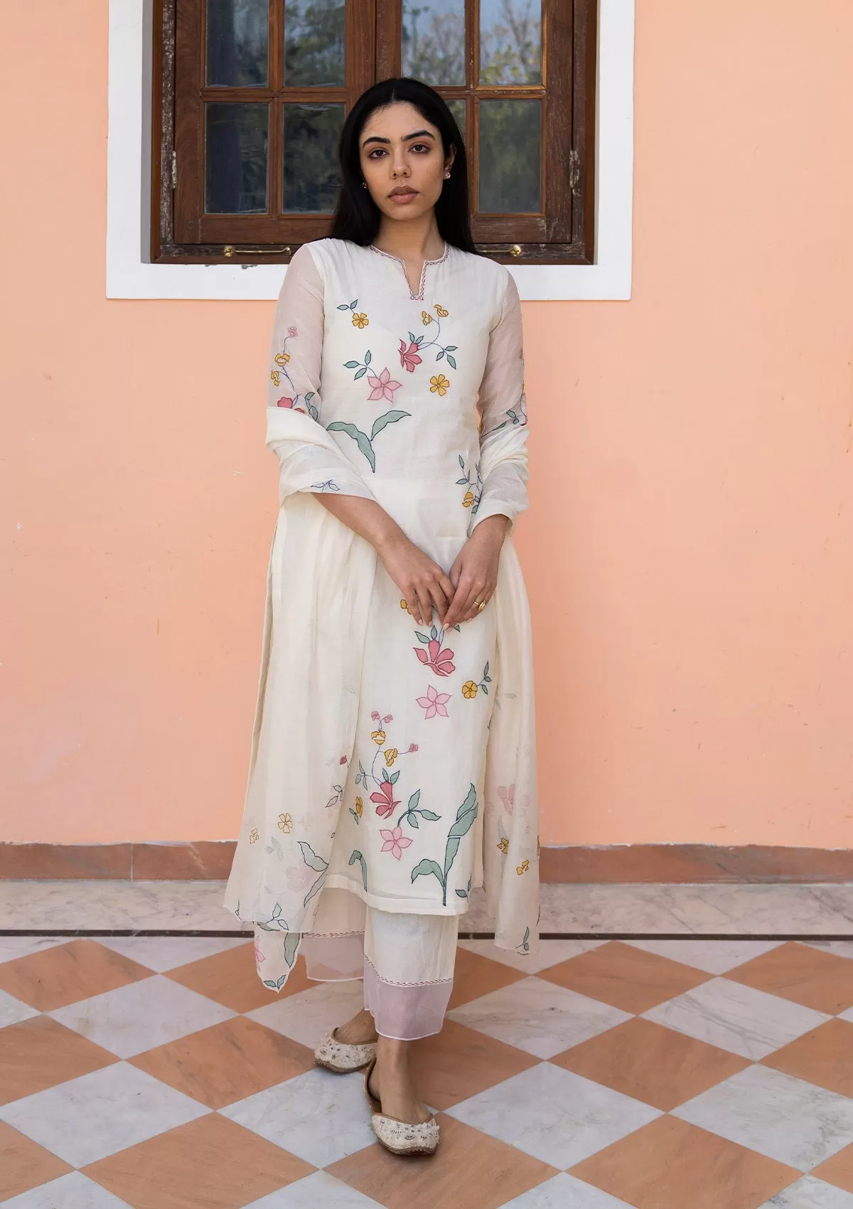 Porcelain Applique Kurta Set