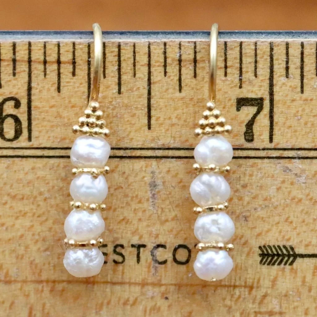 Poseidon 14k Gold and Pearl Earrings