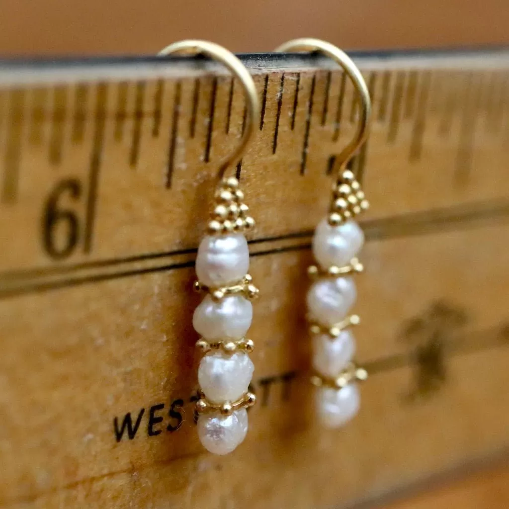 Poseidon 14k Gold and Pearl Earrings