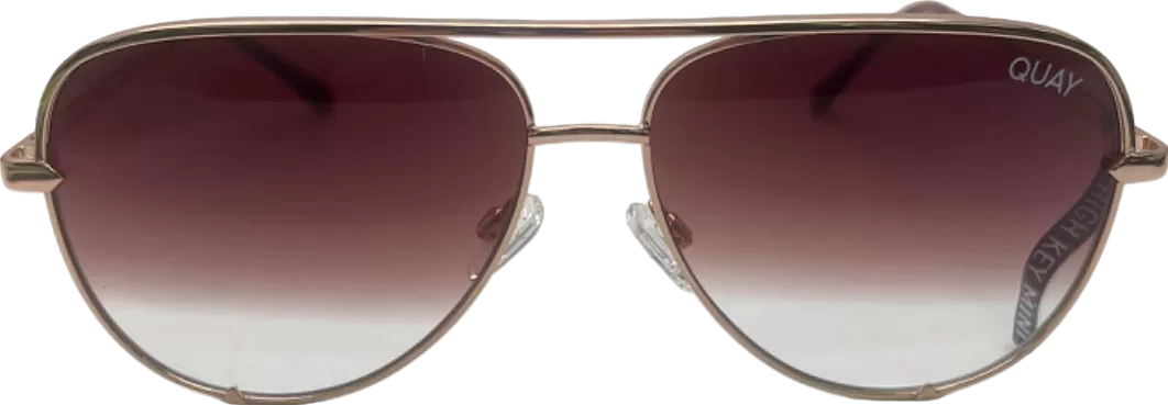 Quay Gold High Key Mini Sunglasses in case