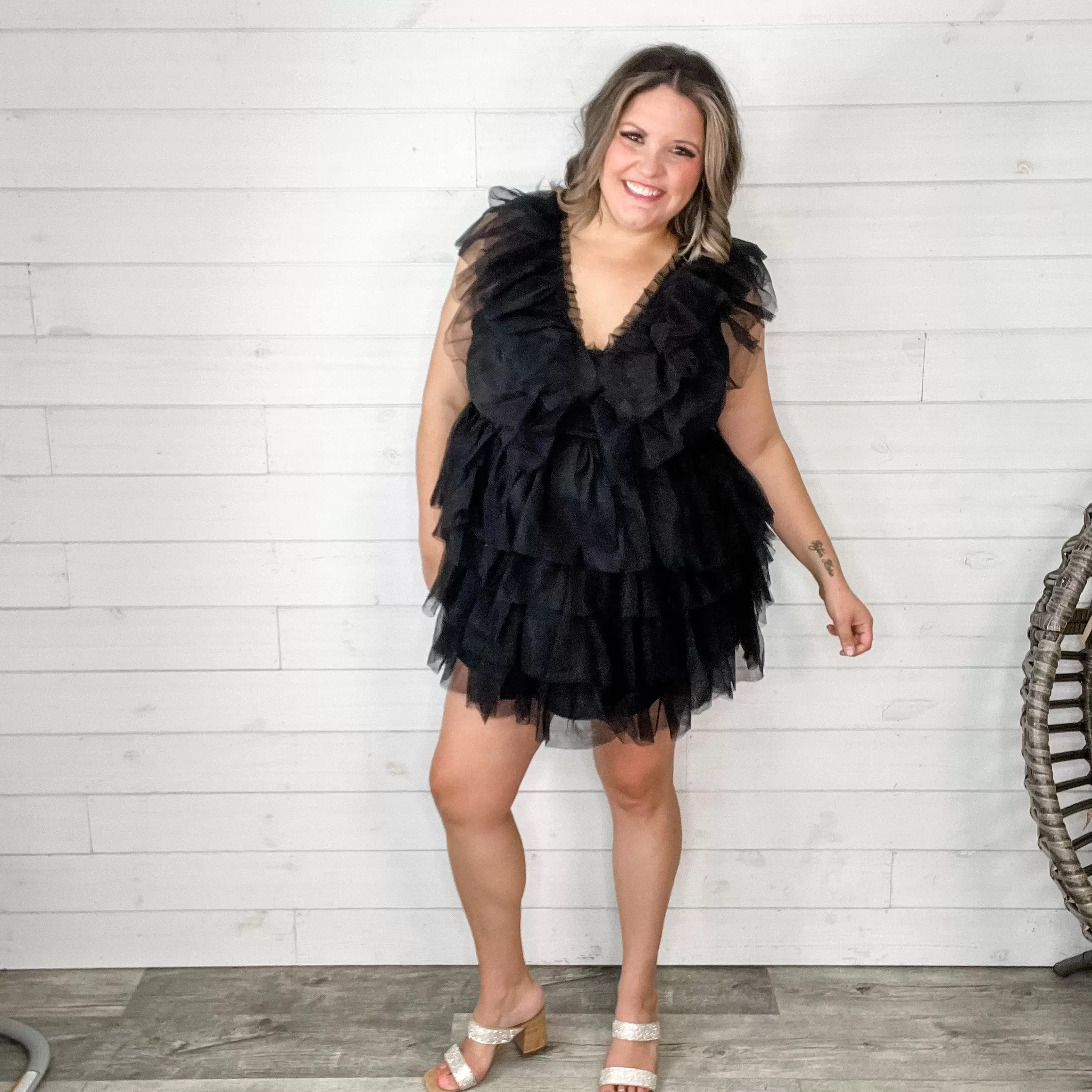 "Ain't No Party Like A" Tulle Tiered Dress (Black)