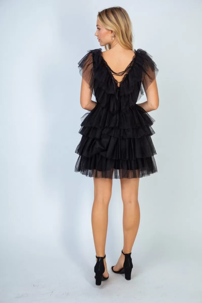 "Ain't No Party Like A" Tulle Tiered Dress (Black)