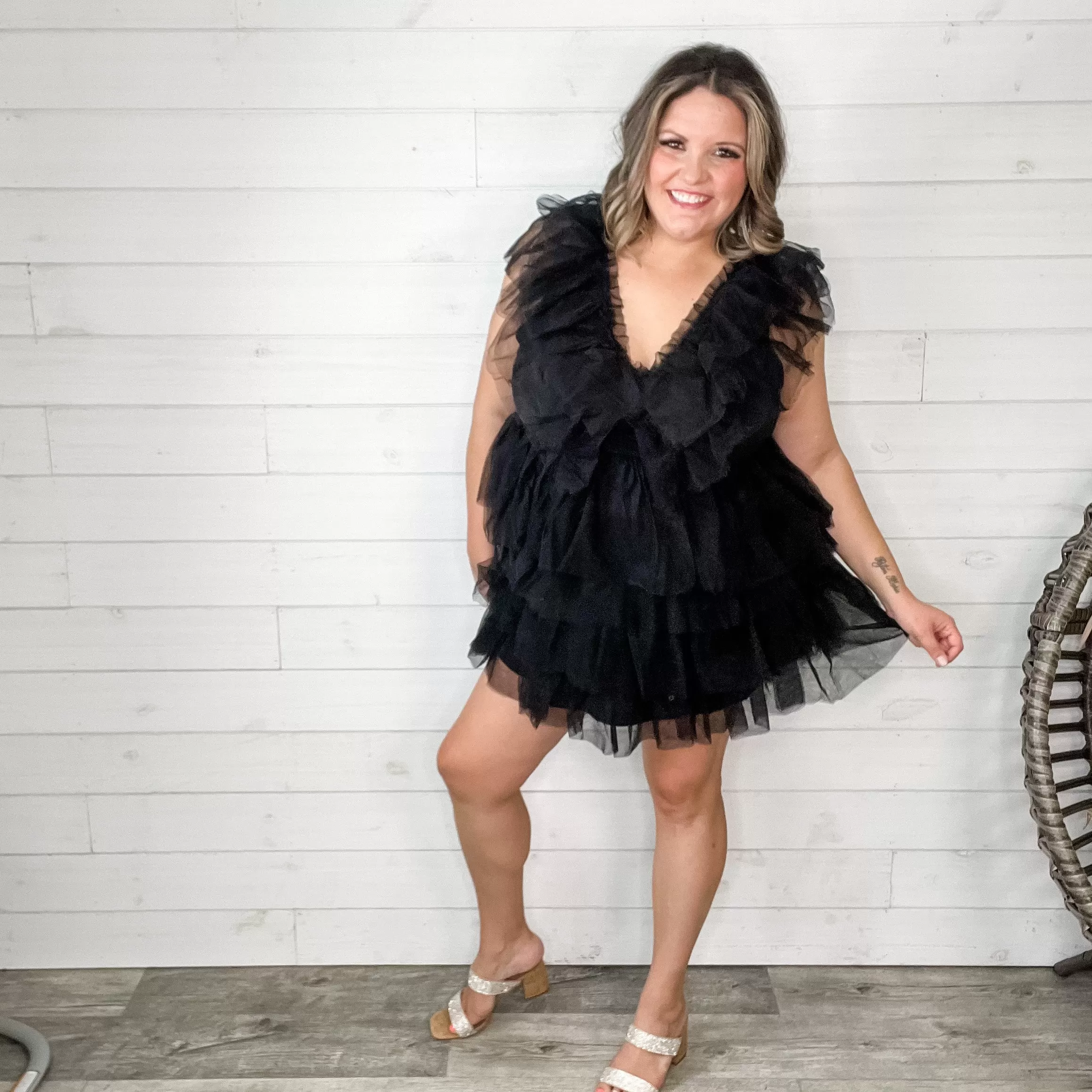 "Ain't No Party Like A" Tulle Tiered Dress (Black)