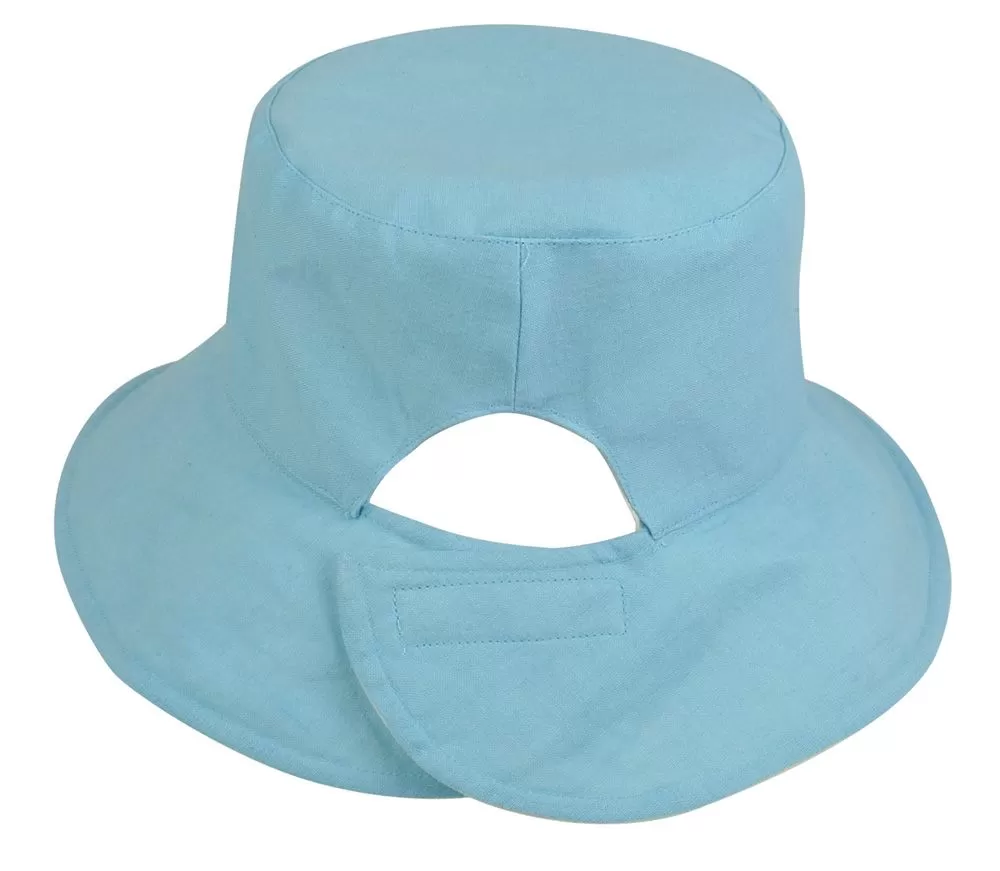 Ramie/Cotton Reversible Bucket Hat For Summer Outdoors Travel Work Vacation - TAIL