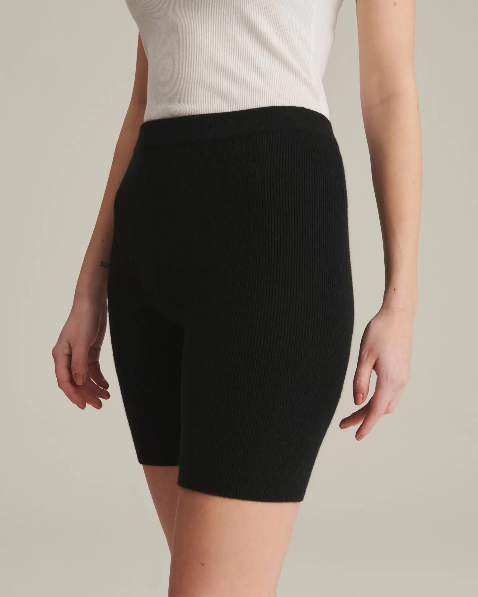 Recycled Cashmere Ribbed Biker Short