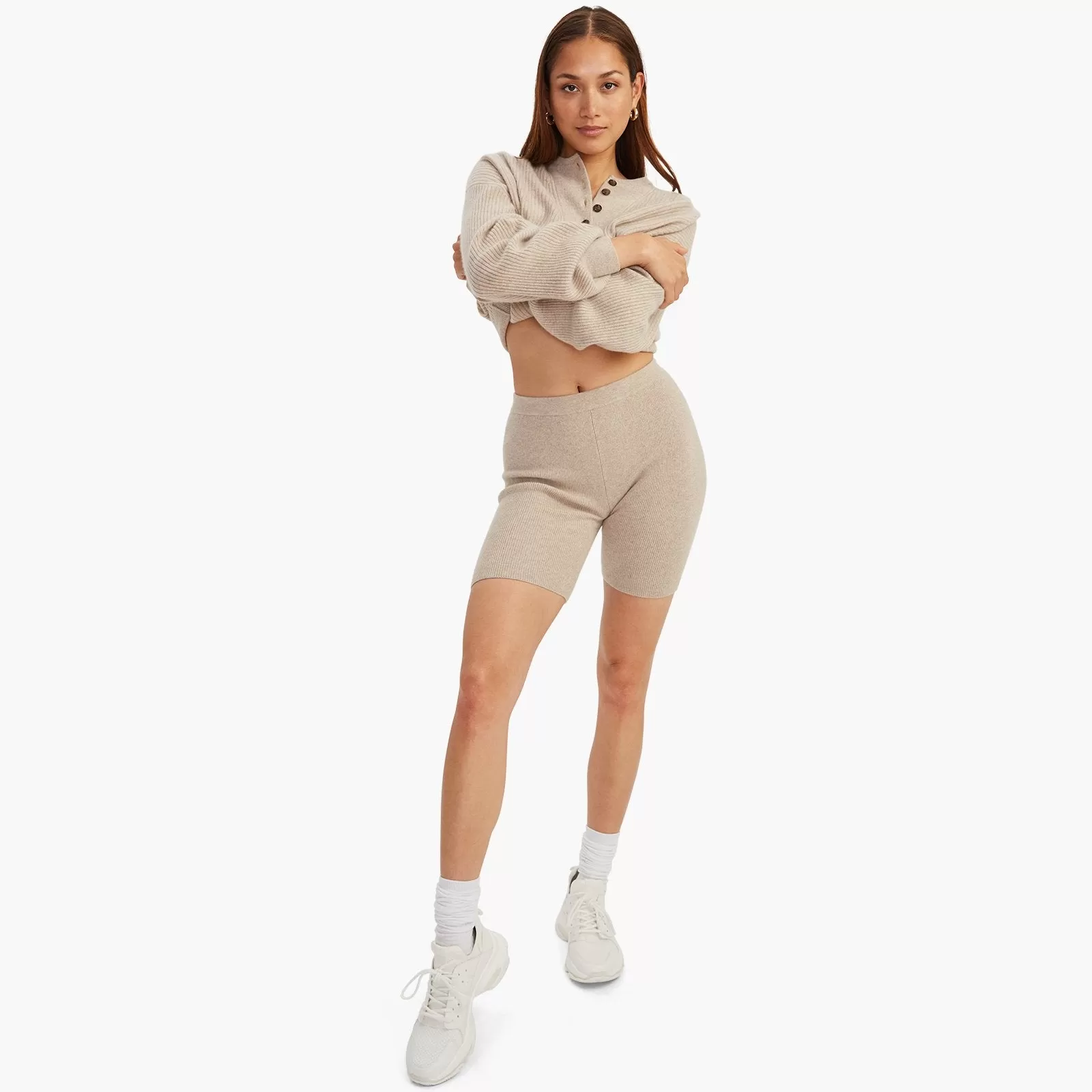 Recycled Cashmere Ribbed Biker Short